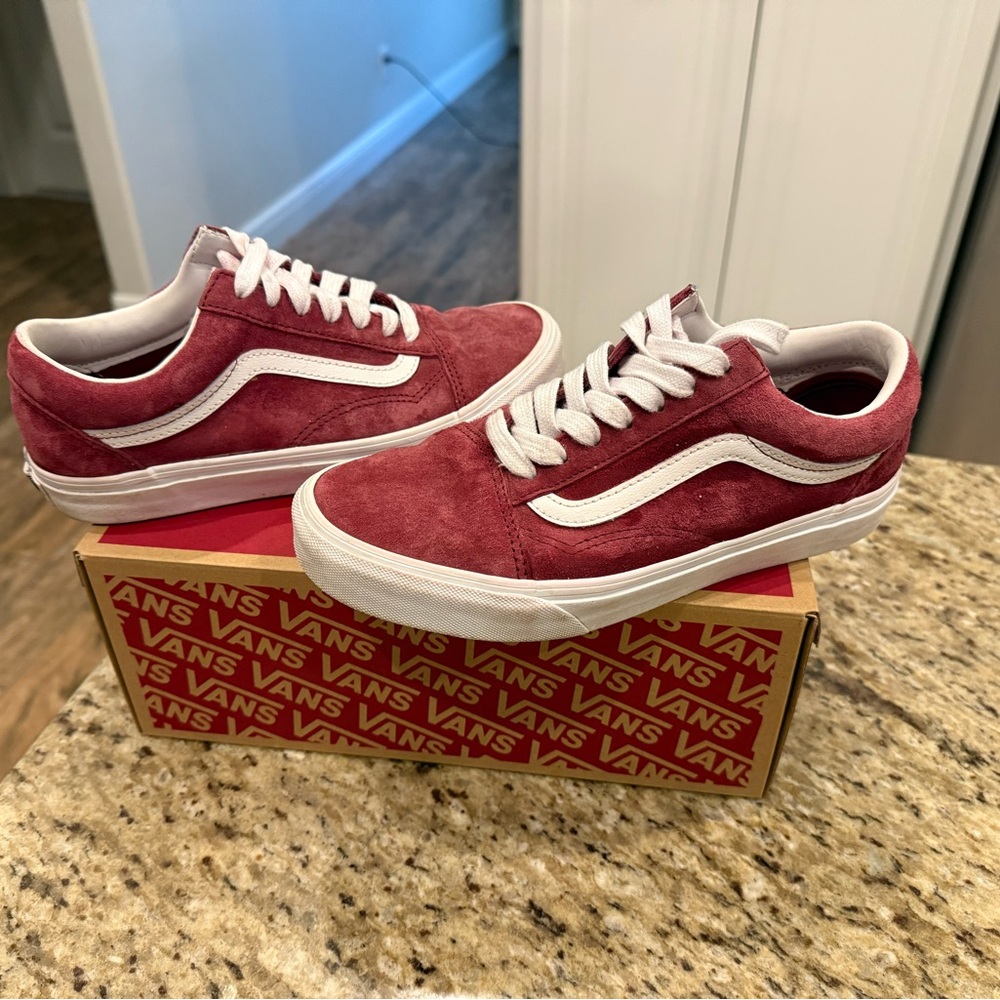 Vans Maroon and White Old Skool Sneakers - Picture 3 of 6